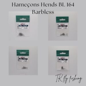 Hameçons Hends BL164 Barbless – Black Nickel, adaptés aux lignes fines et aux nymphes
